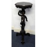 19TH CENTURY CARVED MAHOGANY FIGURAL PLANT STAND 90CM TALL