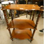 LATE 19TH CENTURY MAHOGANY 3 TIER WHAT-NOT WITH BARLEY TWIST DECORATION WIDTH 50 CM X HEIGHT 78 CM
