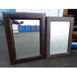 OVERMANTLE MIRROR WITH BROWN LEATHERETTE FRAME AND ONE OTHER HEIGHT 89 CM X WIDTH 59 CM