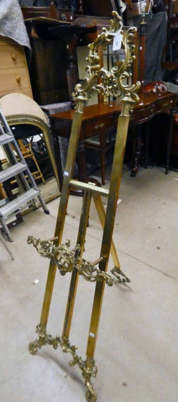 ARTS & CRAFTS STYLE BRASS EASEL HEIGHT 142 CM