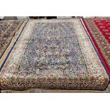 RICH BLUE GROUND FULL PILE KASHMIR RUG WITH TREE OF LIFE DESIGN 117 X 150CM