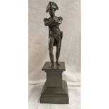 BRONZE FIGURE OF NAPOLEON BONAPARTE ON A PLINTH BASE IN FULL UNIFORM - 32CM TALL