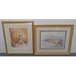 FRAMED SIGNED PRINT KERRY BY FRANCIS BOXALL - NO 588 OF 850 AND ONE OTHER SOLITAIRE