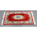 FLORAL RUG WITH RED AND WHITE DECORATIONS - 185 CM X 93 CM