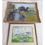 FRAMED WATERCOLOUR GOLF CLUB HOUSE BY PAULA STILL 29CM X 41 CM & ONE OTHER FRAMED WATERCOLOUR OF A