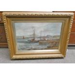 JANE E SPINDLER 1899 LERWICK HARBOUR FISHING BOATS LANDING HERRING SIGNED,