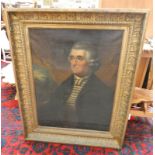 PORTRAIT OF 18TH CENTURY GENTLEMAN WITH GREEN AND CREAM WAISTCOAT UNSIGNED GILT FRAMED OIL