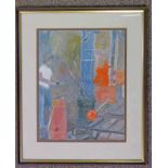 G SMITH, THE GLASS BLOWER, SIGNED & DATED 71 FRAMED GOUACHE,