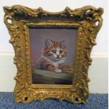 BESSIE BAMBER BROWN AND WHITE CAT MONOGRAMMED,