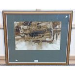 STENBERG SIGNED FRAMED WATERCOLOUR 31 X 48 CM