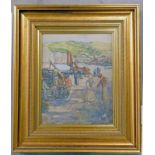 JAMES KAY, "FISHERFOLK", SIGNED AND DATED 97 GILT FRAMED WATERCOLOUR,