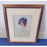 J BLAMPEY PORTRAIT OF A YOUNG LADY SIGNED FRAMED WATERCOLOUR 34 X 24 CM