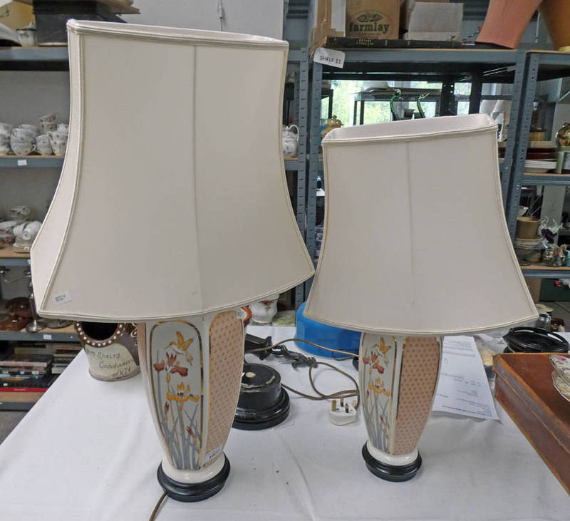 2 FLORAL DECORATED PORCELAIN TABLE LAMPS