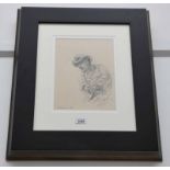 PETER HOWSON - (ARR) THE GOLFER SIGNED & DATED '06 FRAMED CHARCOAL DRAWING WITH WATERCOLOUR