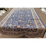 RICH BLUE GROUND KASHMIR RUG WITH FULL PILE AND ALL OVER FLORAL PATTERN 230 X 155CM