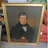 PORTRAIT OF P FARQUHARSON INSCRIPTION ON REVERSE UNSIGNED GILT FRAMED OIL PAINTING 90 CM X 70 CM