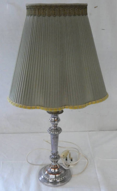 SILVER PLATED CANDLE HOLDER TABLE LAMP
