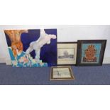 FRAMED WATERCOLOUR INDISTINCTLY SIGNED OF A SAILING SHIP - 22 CM X 29 CM,