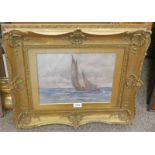 JAMES MCMASTER RETURNING FROM THE SEA SIGNED GILT FRAMED WATERCOLOUR 24 X 34CM