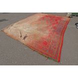 TURKISH RED BLUE & GREEN CARPET 405 CM X 329 CM (IN DISTRESSED CONDITION)