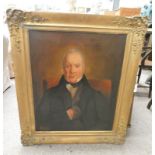 PORTRAIT OF MR FARQUHARSON INSCRIPTION TO REVERSE UNSIGNED GILT FRAMED OIL PAINTING 75 CM X 61 CM