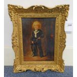 GILT FRAMED OIL PAINTING YOUNG BOY IN SAILOR SUIT,