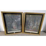 2 FRAMED ENGRAVINGS: SETTING OUT TO THE FAIR AND THE FAIRINGS - 59 CM X 45 CM