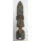 CARVED HARDWOOD ETHNIC BUST WITH METAL DECORATION 76 CM TALL