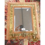 BRASS & FABRIC OUTLINED MIRROR, 44.5CM X 36.