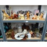 VARIOUS ORNAMENTAL DOGS & OTHER ORNAMENTAL FIGURES, 2 OLD TUPTON LAMPS IN BOX,