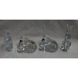 PAIR OF BACCARAT CRYSTAL CATS & PAIR OF WATERFORD CRYSTAL CATS