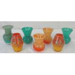 7 SCOTTISH ART GLASS VASES, TALLEST 12CM Condition Report: All are in good condition.