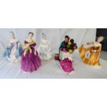 6 ROYAL DOULTON FIGURES: SOUTHERN BELLE HN2425, KIRSTY HN2381,