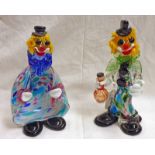 MURANO GLASS CLOWN SHAPED BOWL & GLASS CLOWN FIGURE, TALLEST 21.