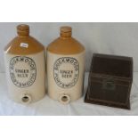 2 STONEWARE GINGER BEER JARS BY BRICKWOODS,