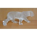 LALIQUE GLASS MODEL OF A JAGUAR,