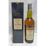 1 BOTTLE AULTMORE 21 YEAR OLD NATURAL CASK STRENGTH SINGLE MALT WHISKY, DISTILLED 1974,