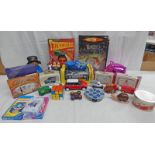 SELECTION OF VARIOUS ITEMS INCLUDING HARRY, POTTER PLAYING CARDS, VARIOUS CORGI & LLEDO,