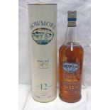 1 BOTTLE BOWMORE 12 YEAR OLD SINGLE MALT WHISKY WITH SCREEN PRINT LABEL - 1 LITRE,