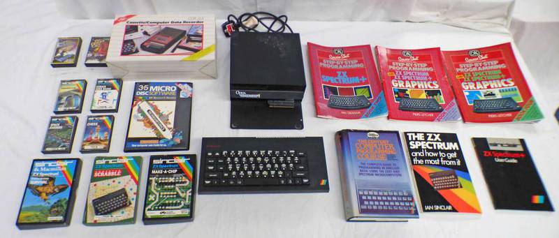 SINCLAIR ZX SPECTRUM & MICRO COMPUTER TOGETHER WITH A SELECTION OF GAMES INCLUDING HUNCHBACK II :