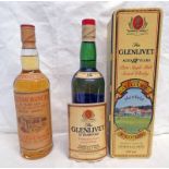 2 BOTTLES OF SINGLE MALT WHISKY : GLENLIVET 12 YEAR OLD - 75 CL,