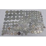 SELECTION OF UK SILVER COINAGE TO INCLUDE 7 PRE-1920 THREEPENCES, 7 GEORGE V HALFCROWNS,