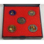 CASED ST OF ENAMELLED VICTORIA SILVER COINS