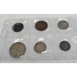 SELECTION OF UK COINS, MEDALS & TOKEN TO INCLUDE 1889 VICTORIA DOUBLE FLORIN,