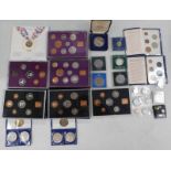 SELECTION OF COINS & MEDALS TO INCLUDE 6 UK PROOF SETS WITH 2 X 1970, 3 X 1971 AND 1980,