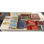 4 BOXES OF VARIOUS POSTCARDS, COVERS, MEDALLIC COVERS, CIGARETTE CARDS, STAMP PRESENTATION PACKS,