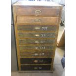 9 DRAWER STORAGE WOODEN CHEST.