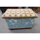 VICTORIAN OTTOMAN ON TURNED SUPPORTS WITH CASTERS
