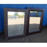 OVERMANTLE MIRROR WITH BROWN LEATHERETTE FRAME AND ONE OTHER HEIGHT 89 CM X WIDTH 59 CM