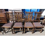 SET OF 4 ARTS & CRAFTS STYLE CHAIRS WITH BARLEY TWIST SUPPORTS Condition Report: 3